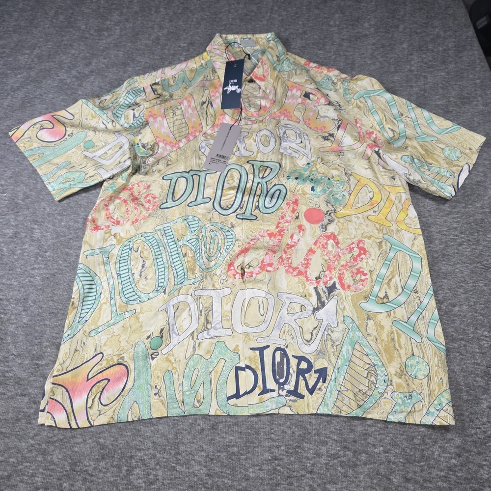 Dior x Shawn Stussy 100% Silk Vibrant Graffiti - Short Sleeve - Size 41 - RARE!